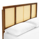 Kelsea Cane and Wood King Platform Bed With Angular Legs