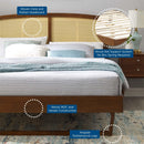 Sierra Cane and Wood Queen Platform Bed With Angular Legs
