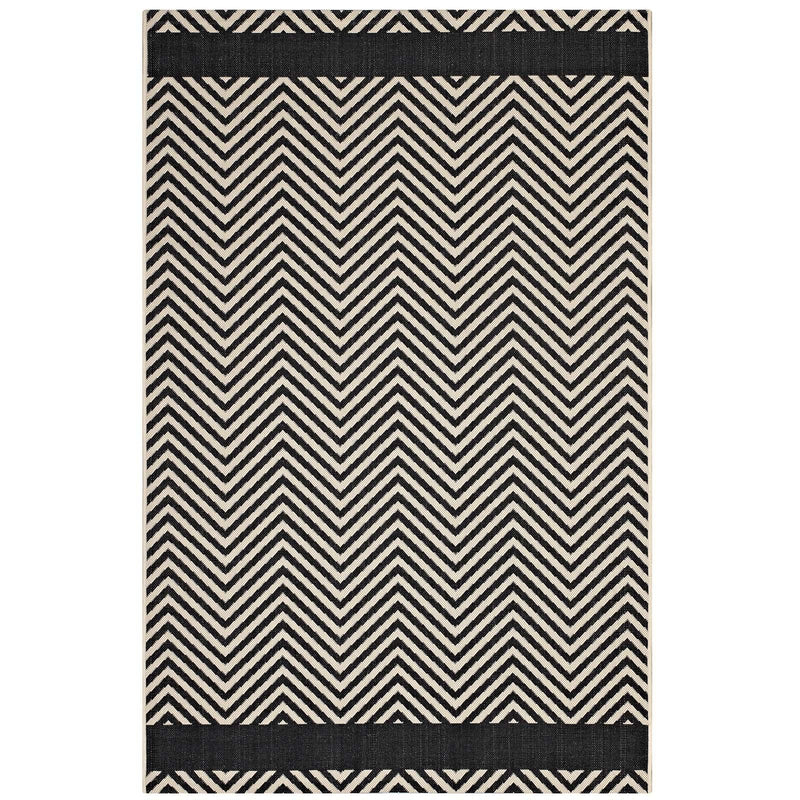 Optica Chevron With End Borders 5x8 Indoor and Outdoor Area Rug
