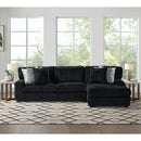 Nightfall RHF Chaise in Grand Cord Black with 2 self Pillows 20" - Michael's Discount Furniture