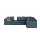 Options One 7PC Living Room Set in Palmer Plus Teal - Michael's Discount Furniture
