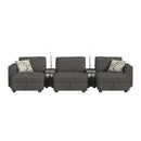 Options One 8PC Living Room Set in Palmer Plus Ash with Media Console - Michael's Discount Furniture