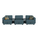 Options One 8PC Living Room Set in Palmer Plus Teal with Media Console - Michael's Discount Furniture