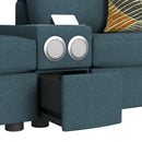Options One 8PC Living Room Set in Palmer Plus Teal with Media Console - Michael's Discount Furniture