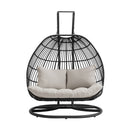 Playa Double Swing Egg Chair Complete - Dark Grey and Olefin Beige - Michael's Discount Furniture