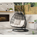 Playa Double Swing Egg Chair Complete - Dark Grey and Olefin Beige - Michael's Discount Furniture