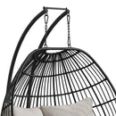 Playa Double Swing Egg Chair Complete - Dark Grey and Olefin Beige - Michael's Discount Furniture
