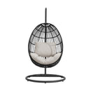 Playa Swing Egg Chair with Base and Pillar - Dark Grey and Olefin Beige - Michael's Discount Furniture