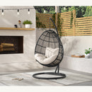Playa Swing Egg Chair with Base and Pillar - Dark Grey and Olefin Beige - Michael's Discount Furniture