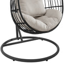 Playa Swing Egg Chair with Base and Pillar - Dark Grey and Olefin Beige - Michael's Discount Furniture