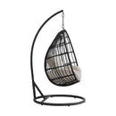 Playa Swing Egg Chair with Base and Pillar - Dark Grey and Olefin Beige - Michael's Discount Furniture