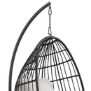 Playa Swing Egg Chair with Base and Pillar - Dark Grey and Olefin Beige - Michael's Discount Furniture