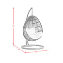Playa Swing Egg Chair with Base and Pillar - Dark Grey and Olefin Beige - Michael's Discount Furniture
