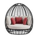 Playa Twin Egg Chair - Dark Grey and Olefin Beige with 3 Pillows - Michael's Discount Furniture