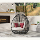 Playa Twin Egg Chair - Dark Grey and Olefin Beige with 3 Pillows - Michael's Discount Furniture