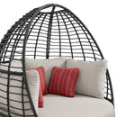 Playa Twin Egg Chair - Dark Grey and Olefin Beige with 3 Pillows - Michael's Discount Furniture