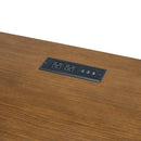 Portico Half Pedestal Desk with Power/USB in Brown Oak - Michael's Discount Furniture