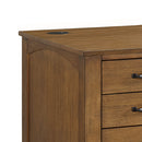 Portico Double Pedestal Desk with Power/USB in Brown Oak - Michael's Discount Furniture