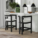 Portland Arm Barstool with White Fabric in Black (2 Per Carton) - Michael's Discount Furniture
