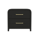 Ridgemont 2-Drawer Nightstand with USB in Black with Grain - Michael's Discount Furniture