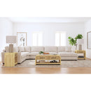Ridgemont Coffee Table with Casters/Push Through Drawer in Natural - Michael's Discount Furniture