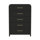 Ridgemont 5-Drawer Chest in Black with Grain - Michael's Discount Furniture