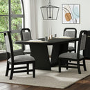 Ridgemont Dining Side Chair with Grey Fabric in Black with Grain (2 Per Carton) - Michael's Discount Furniture