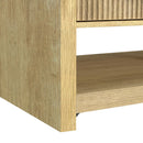 Ridgemont Coffee Table with Casters/Push Through Drawer in Natural - Michael's Discount Furniture