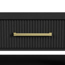 Ridgemont Coffee Table with Casters/Push Through Drawer in Black with Grain - Michael's Discount Furniture