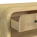 Ridgemont Coffee Table with Casters/Push Through Drawer in Natural - Michael's Discount Furniture