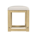 Ridgemont Dressing Stool with White Fabric in Natural