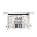 Rogen Rustic Bar Table with Ice Tray, USB and Power in Rustic White - Michael's Discount Furniture
