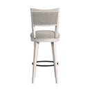 Rogen Rustic Swivel Bar Stool with Grey Fabric in Rustic White (2 Per Carton) - Michael's Discount Furniture