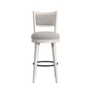 Rogen Rustic Swivel Bar Stool with Grey Fabric in Rustic White (2 Per Carton) - Michael's Discount Furniture