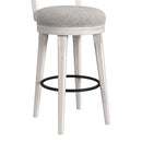 Rogen Rustic Swivel Bar Stool with Grey Fabric in Rustic White (2 Per Carton) - Michael's Discount Furniture