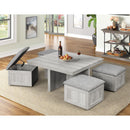 Uster Coffee Table W/Four storage Stools Grey - Michael's Discount Furniture
