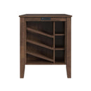 Santa Barbara Kitchen Island & 2 Counter Stools with Dark Grey Fabric in Walnut - Michael's Discount Furniture