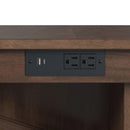 Santa Barbara Kitchen Island & 2 Counter Stools with Dark Grey Fabric in Walnut - Michael's Discount Furniture