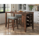 Santa Barbara Kitchen Island & 2 Counter Stools with Dark Grey Fabric in Walnut - Michael's Discount Furniture