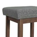 Santa Barbara Kitchen Island & 2 Counter Stools with Dark Grey Fabric in Walnut - Michael's Discount Furniture