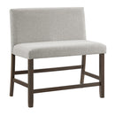 Seneca Counter Bench with Upholstered Back and Grey Fabric - Michael's Discount Furniture