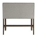 Seneca Counter Bench with Upholstered Back and Grey Fabric - Michael's Discount Furniture
