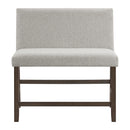 Seneca Counter Bench with Upholstered Back and Grey Fabric - Michael's Discount Furniture
