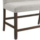Seneca Counter Bench with Upholstered Back and Grey Fabric - Michael's Discount Furniture