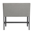 Seneca Counter Bench with Upholstered Back and Grey Fabric - Michael's Discount Furniture