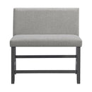 Seneca Counter Bench with Upholstered Back and Grey Fabric - Michael's Discount Furniture