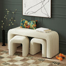 Seqouia Bench With 2 Stools in Ching Cream - Michael's Discount Furniture