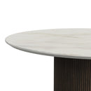 Sylvie Round Dining Table with White Faux Marble Top in Dark Brown - Michael's Discount Furniture
