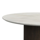 Sylvie 2PC Occasional Table Set with White Faux Marble Top and Base in Dark Brown-Coffee Table & End Table - Michael's Discount Furniture