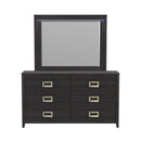 Tobias Dresser and Mirror Set with LED in Black - Michael's Discount Furniture
